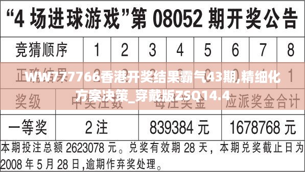 WW777766香港开奖结果霸气43期,精细化方案决策_穿戴版ZSQ14.4