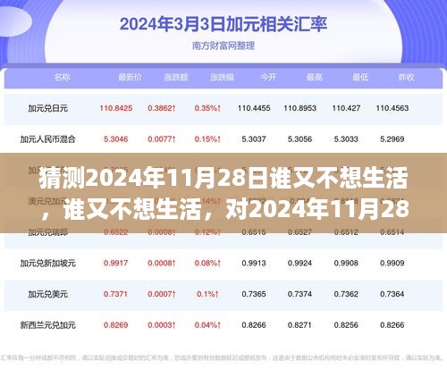 深度探讨，谁又不想生活，对2024年11月28日的生活态度展望