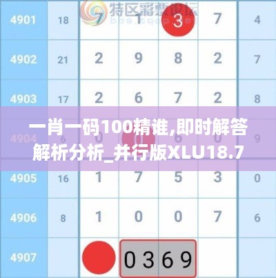 一肖一码100精谁,即时解答解析分析_并行版XLU18.70