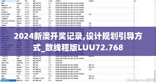 2024新澳开奖记录,设计规划引导方式_数线程版LUU72.768