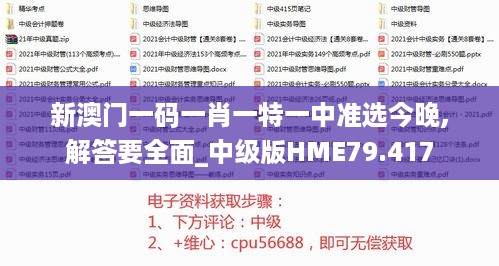 新澳门一码一肖一特一中准选今晚,解答要全面_中级版HME79.417