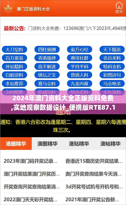 2024年澳门资料大全正版资料免费,实地观察数据设计_便携版RTE87.150