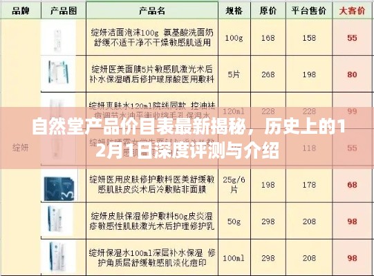 自然堂产品最新价目表揭秘与深度评测，历史上的12月1日回顾