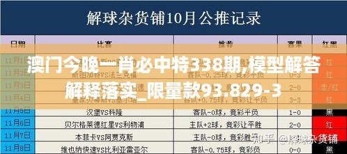 澳门今晚一肖必中特338期,模型解答解释落实_限量款93.829-3