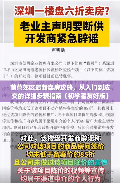 荫营郊区卖房攻略大全，从入门到成交的详尽步骤指南（适合初学者）