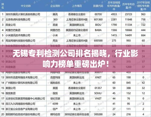 无锡专利检测公司排名揭晓，行业影响力榜单重磅出炉！