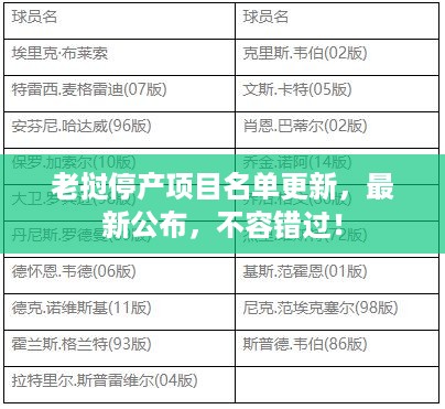 老挝停产项目名单更新，最新公布，不容错过！