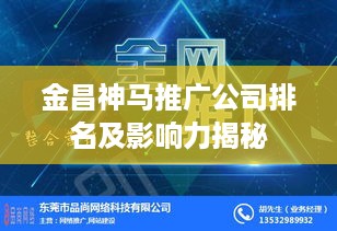 金昌神马推广公司排名及影响力揭秘