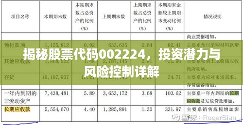 揭秘股票代码002224，投资潜力与风险控制详解