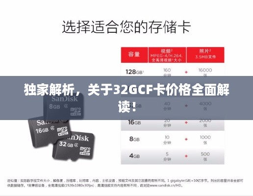 独家解析，关于32GCF卡价格全面解读！