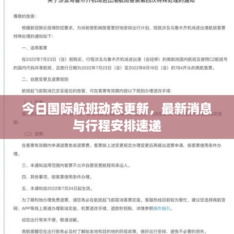 今日国际航班动态更新，最新消息与行程安排速递