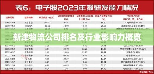 新津物流公司排名及行业影响力概览