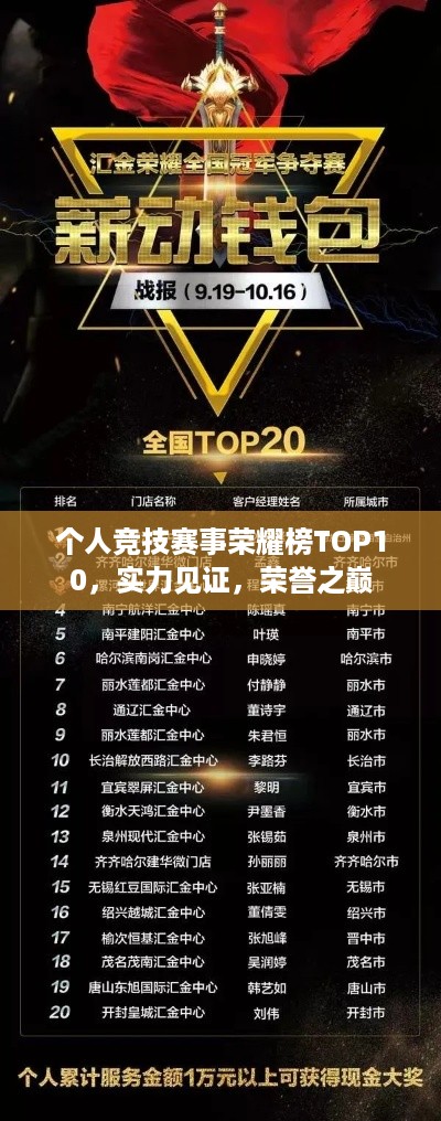 个人竞技赛事荣耀榜TOP10，实力见证，荣誉之巅