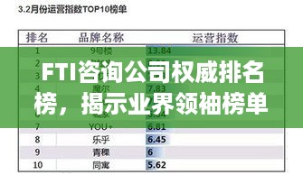 FTI咨询公司权威排名榜，揭示业界领袖榜单