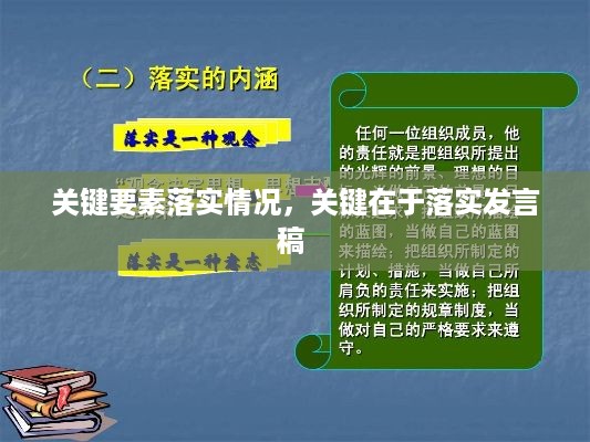 关键要素落实情况，关键在于落实发言稿 